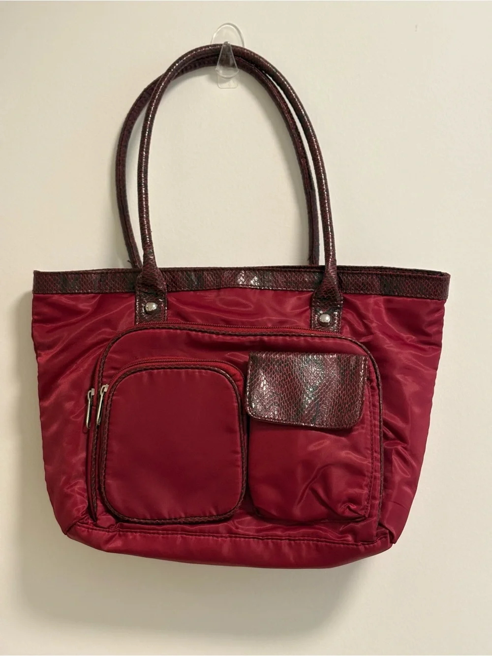 Maroon Nylon Tote Bag